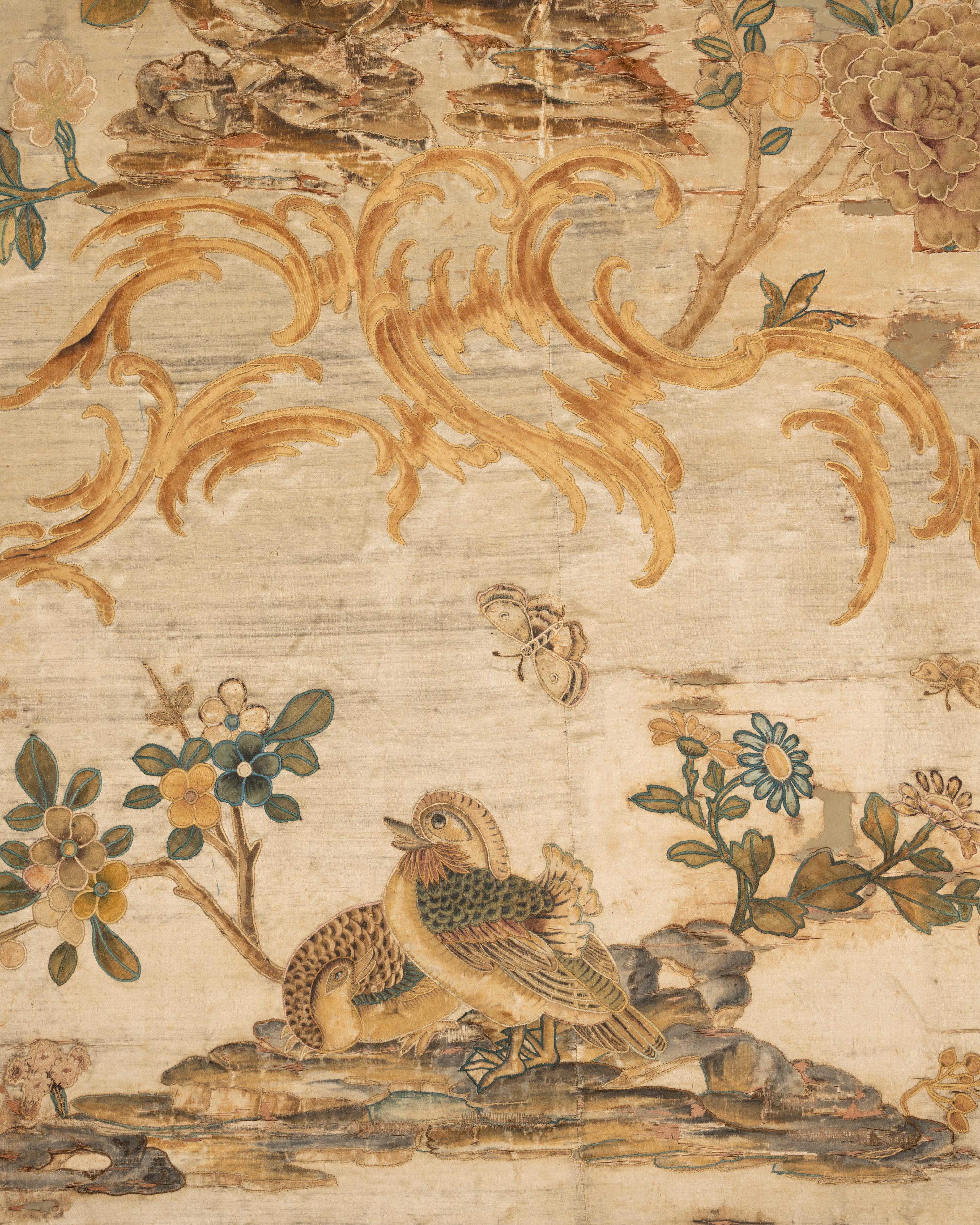 A Pair of Italian Silk and Needlework Panels