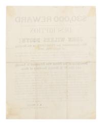[LINCOLN ASSASSINATION] $30,000 Reward. Description of John Wilkes Booth! [Washington, D.C., ca. 16 April 1865].