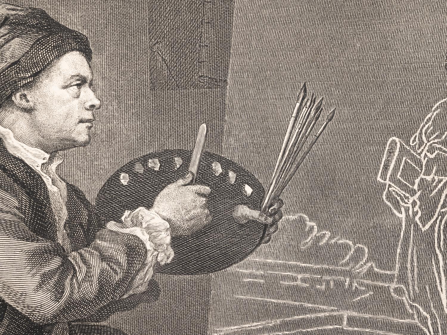 A pair of prints ( At the Easel ; The Invasion , Plate II, England)