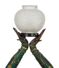 A Polychromed Metal Figural Floor Lamp in the Style of Chiparus