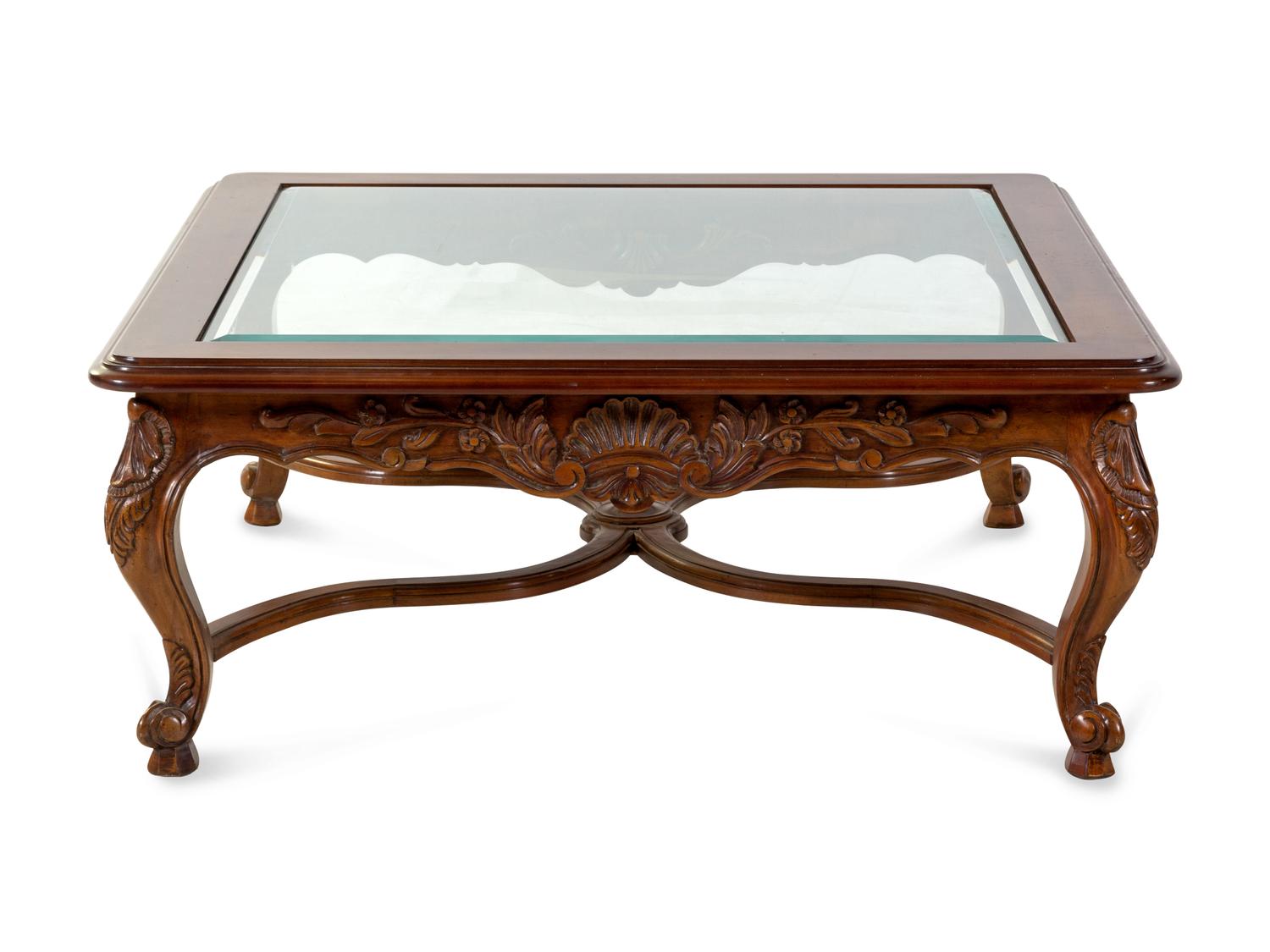 A Contemporary Glass-Top Low Table