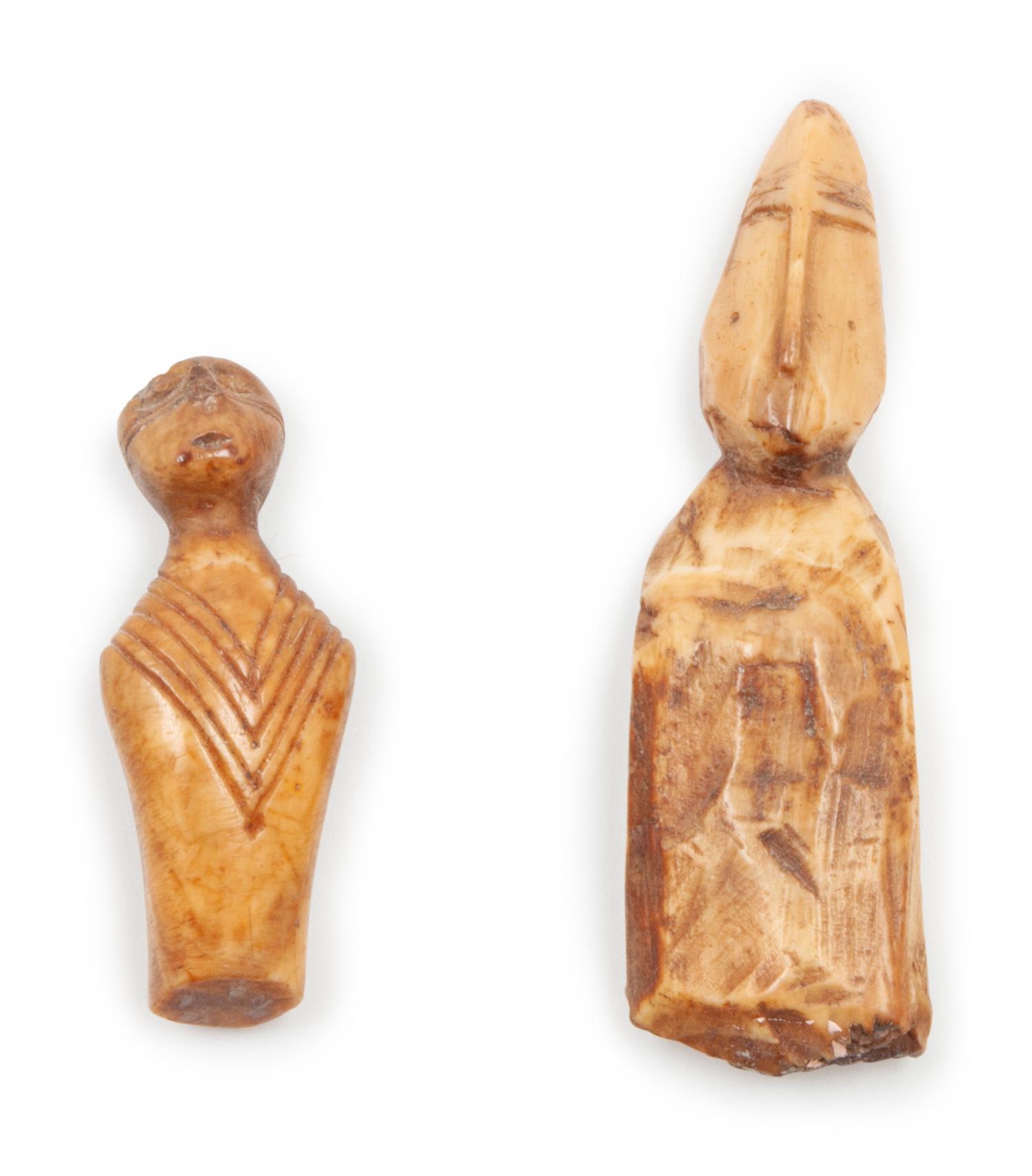 Group of Two Early Alaskan Fossilized Walrus Dolls