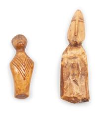 Group of Two Early Alaskan Fossilized Walrus Dolls