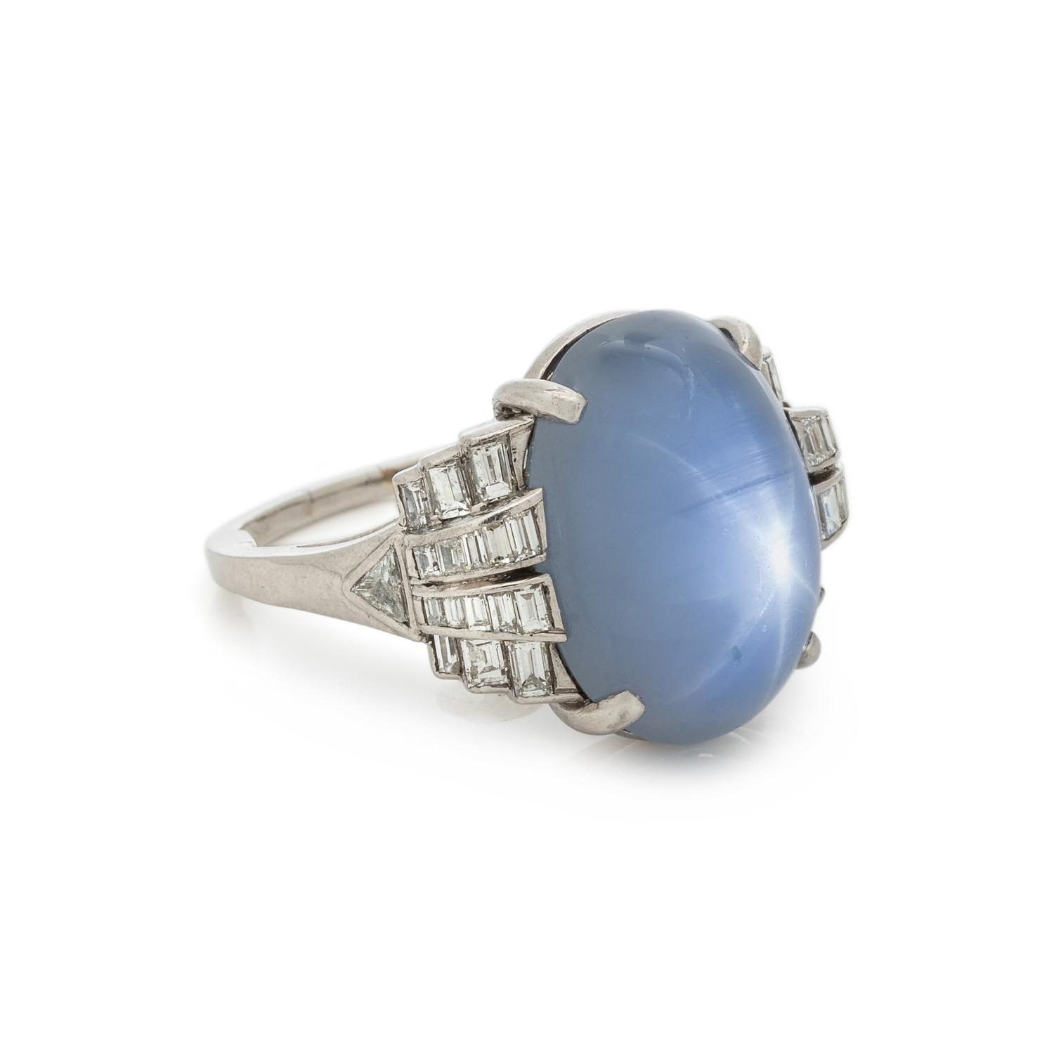 STAR SAPPHIRE AND DIAMOND RING
