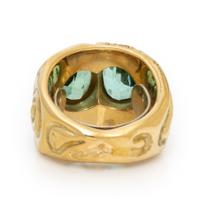 Green Tourmaline, Diamond, and Yellow Gold Ring