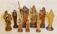 Nine Ecclesiastic Wood Figures. Height of tallest 14 1/2 inches.