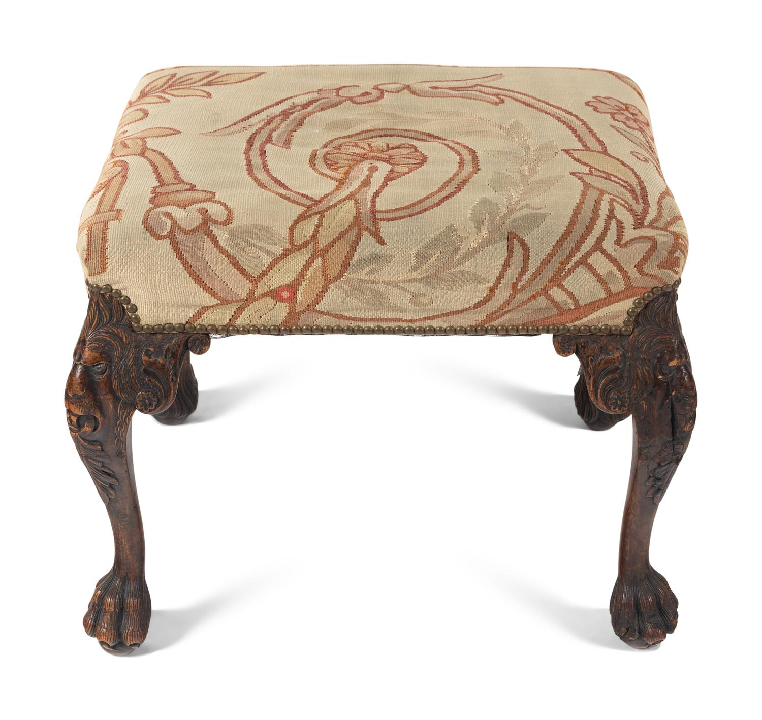 A George II Style Carved Mahogany Stool