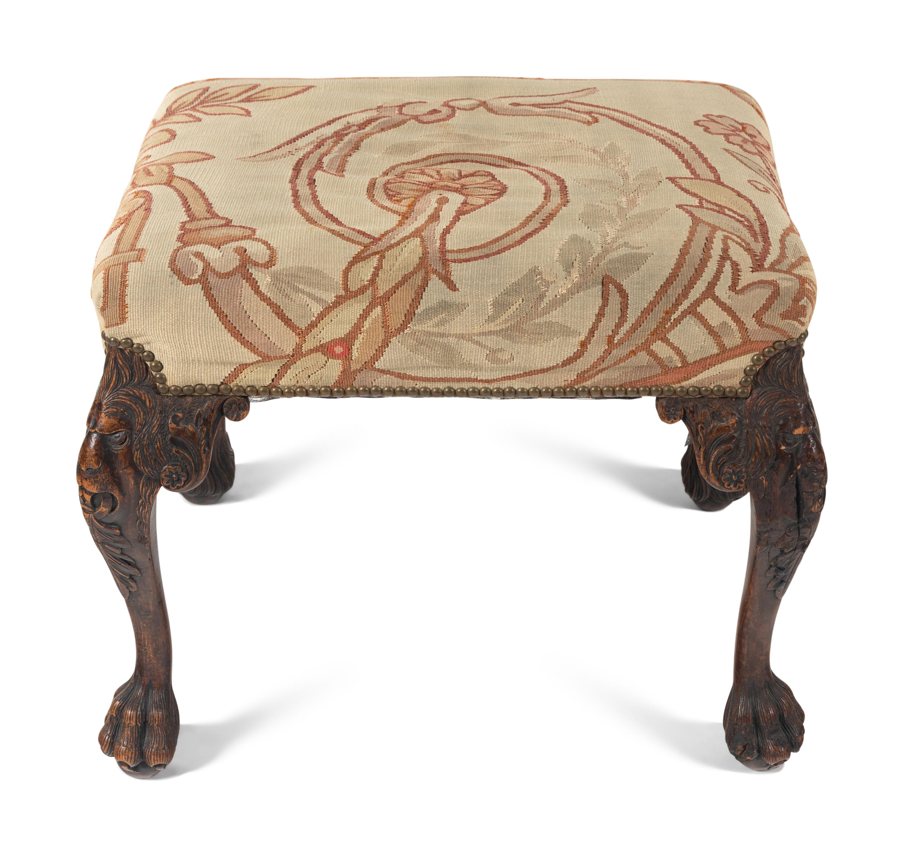 A George II Style Carved Mahogany Stool