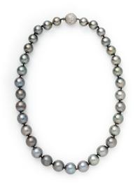 CULTURED TAHITIAN PEARL AND DIAMOND NECKLACE