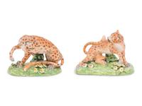 A Pair of Derby Porcelain Leopards