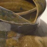 George Ohr (American, 1857-1918) Large Vase with Folded Rim in Half Olive and Spotted Brown Glaze, Biloxi, Mississippi, USA, circa 1897-1900