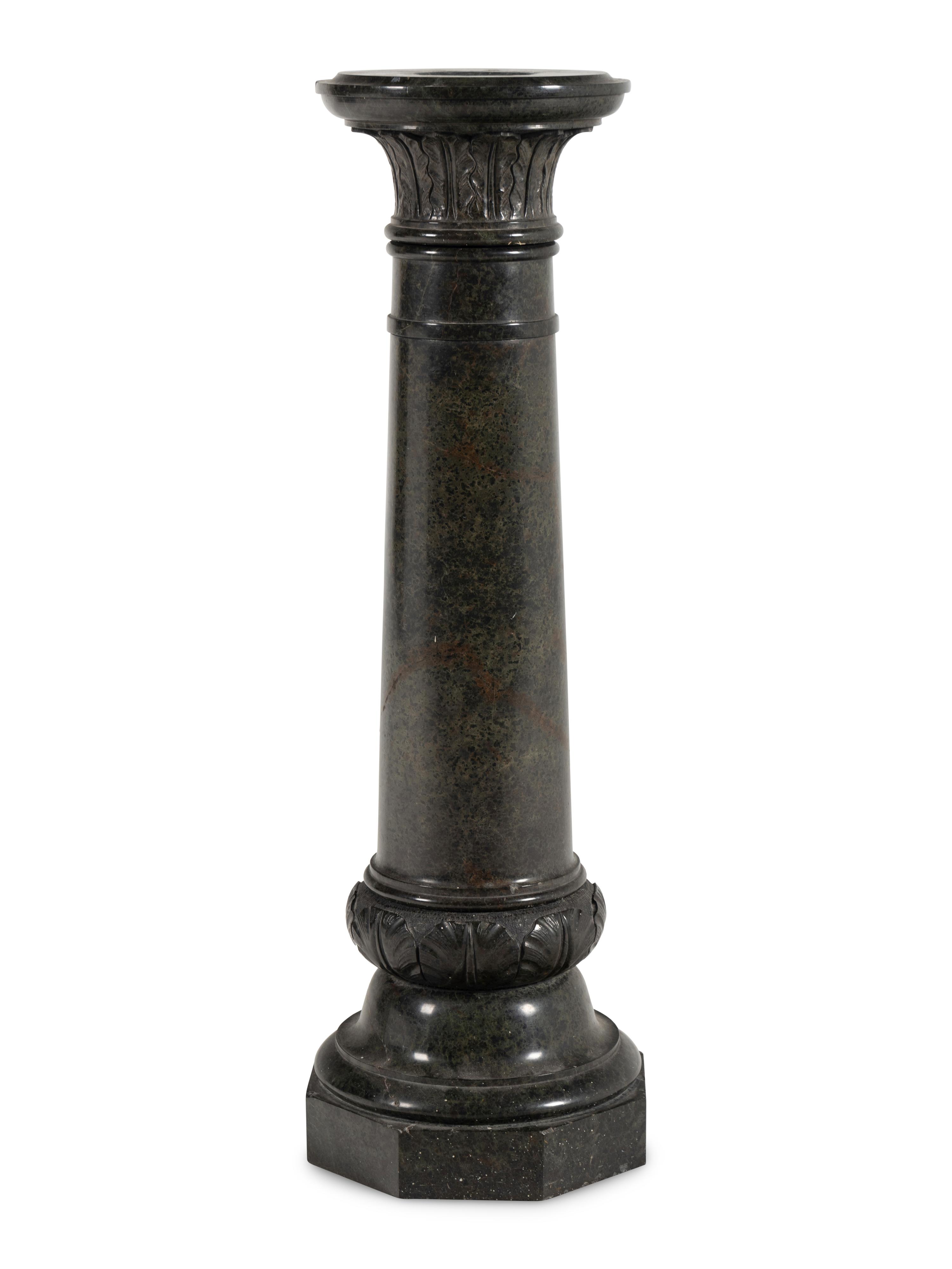 A Continental Carved Marble Pedestal