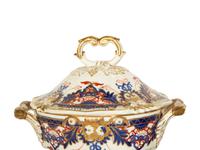 A Pair of Bloor Derby Porcelain Sauce Tureens and Stands