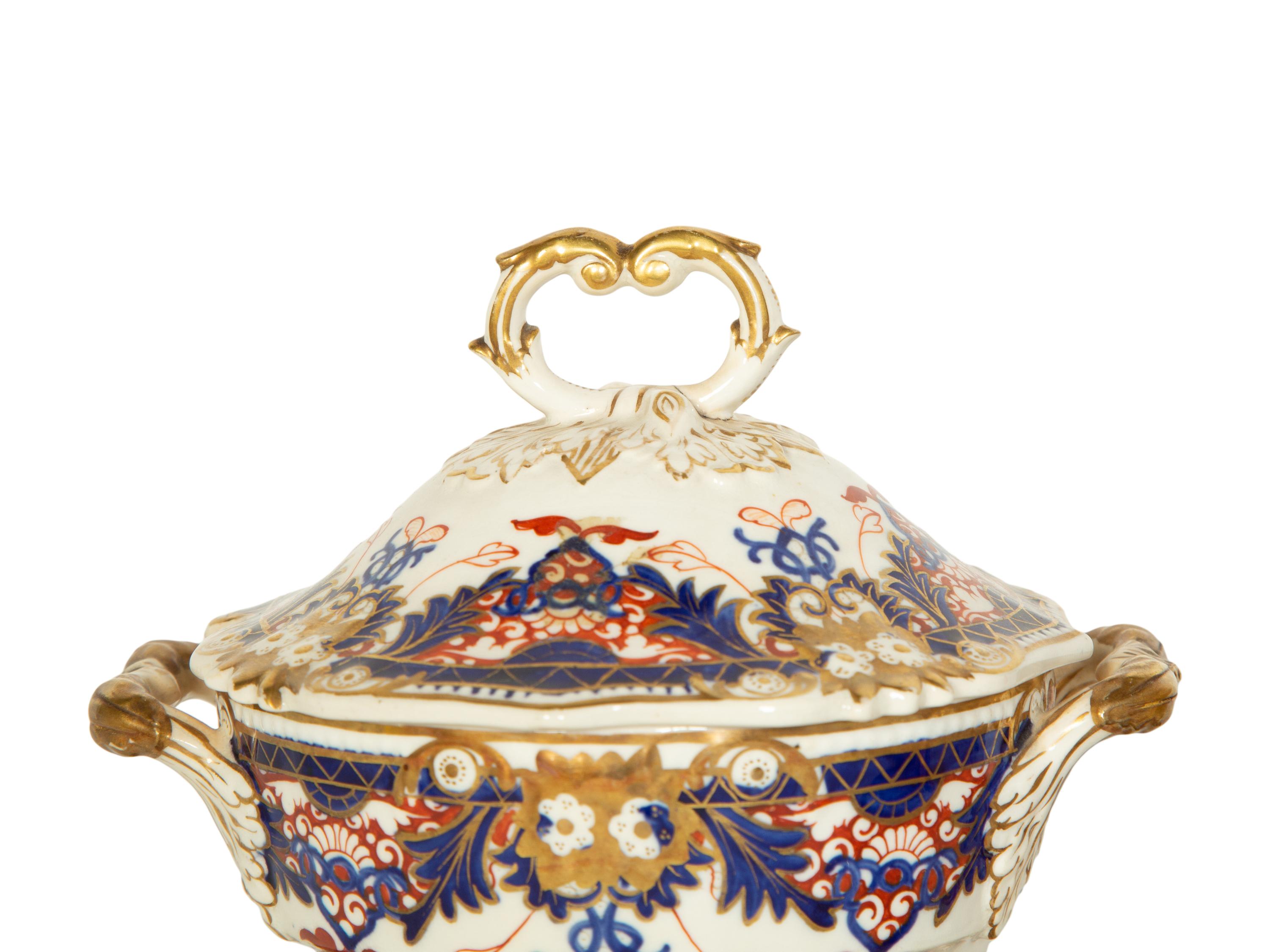 A Pair of Bloor Derby Porcelain Sauce Tureens and Stands