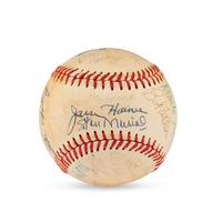 A 1972 Hall of Fame Weekend Multi Signed Autograph Baseball Featuring Hank Greenberg, Satchel Paige and Casey Stengel (JSA Letter of Authenticity),