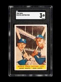 A 1958 Topps Mickey Mantle / Hank Aaron World Series Batting Foes Baseball Card No. 418 (SGC 3 VG)