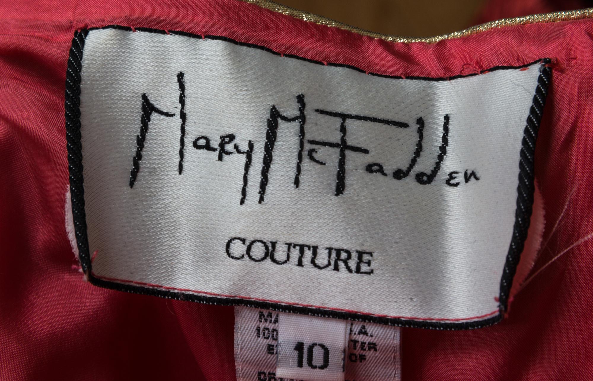 A Mary McFadden Coral Gown, Size 10.
