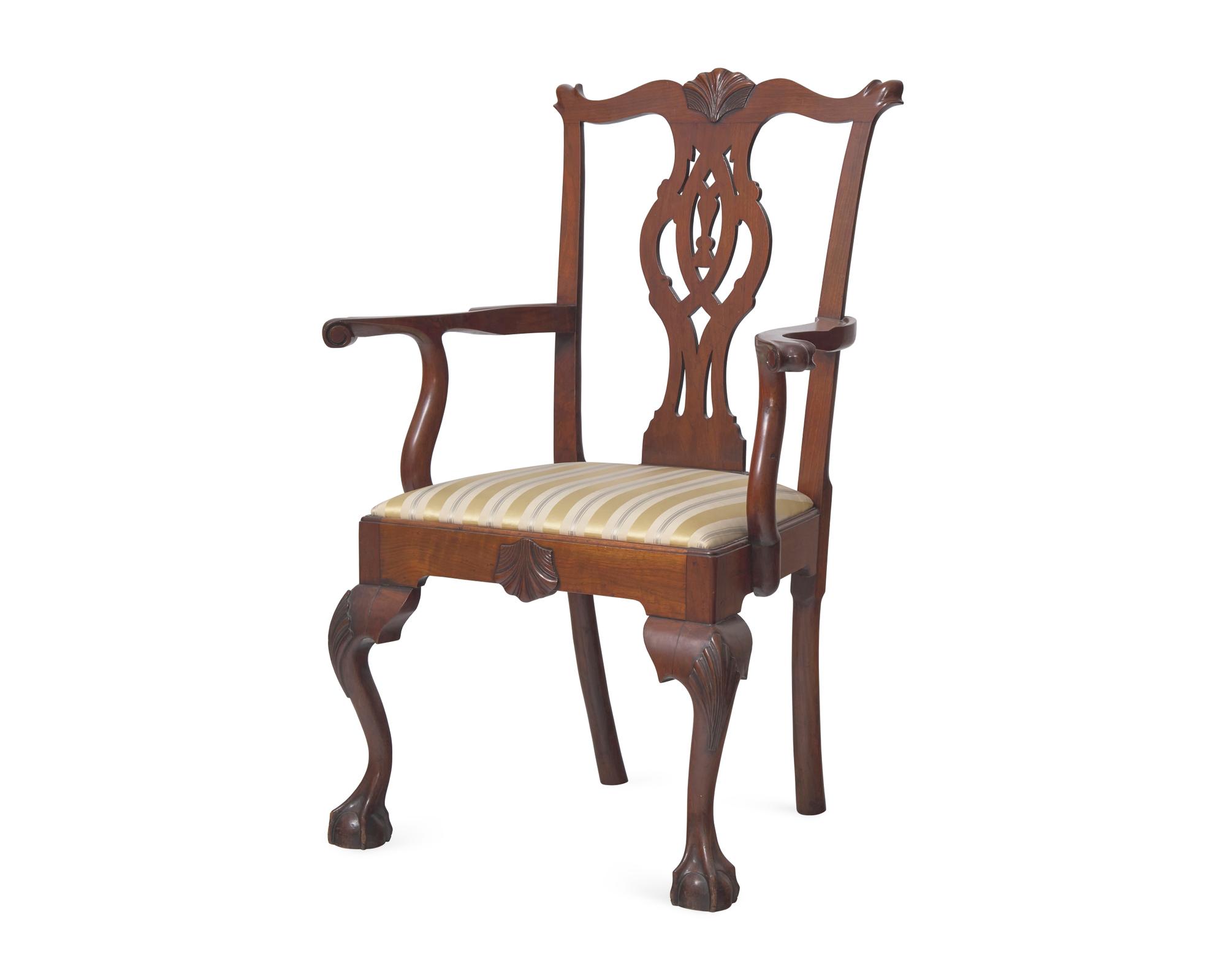 A Chippendale Style Carved Mahogany Armchair