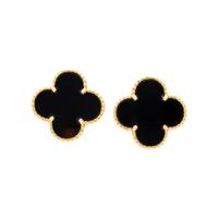 VAN CLEEF & ARPELS, YELLOW GOLD AND ONYX 'SUPER VINTAGE ALHAMBRA' CLIP EARRINGS