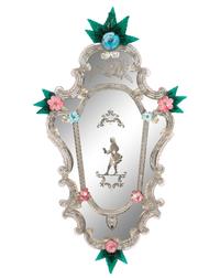 A Pair of Venetian Cartouche Form Etched Glass Girandole Mirrors