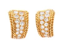 A Pair of 18 Karat Yellow Gold and Diamond Earclips, Van Cleef & Arpels, 5.85 dwts.