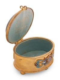 An Italian Micromosaic Mounted Gilt Metal and Champlevé Enamel Table Casket