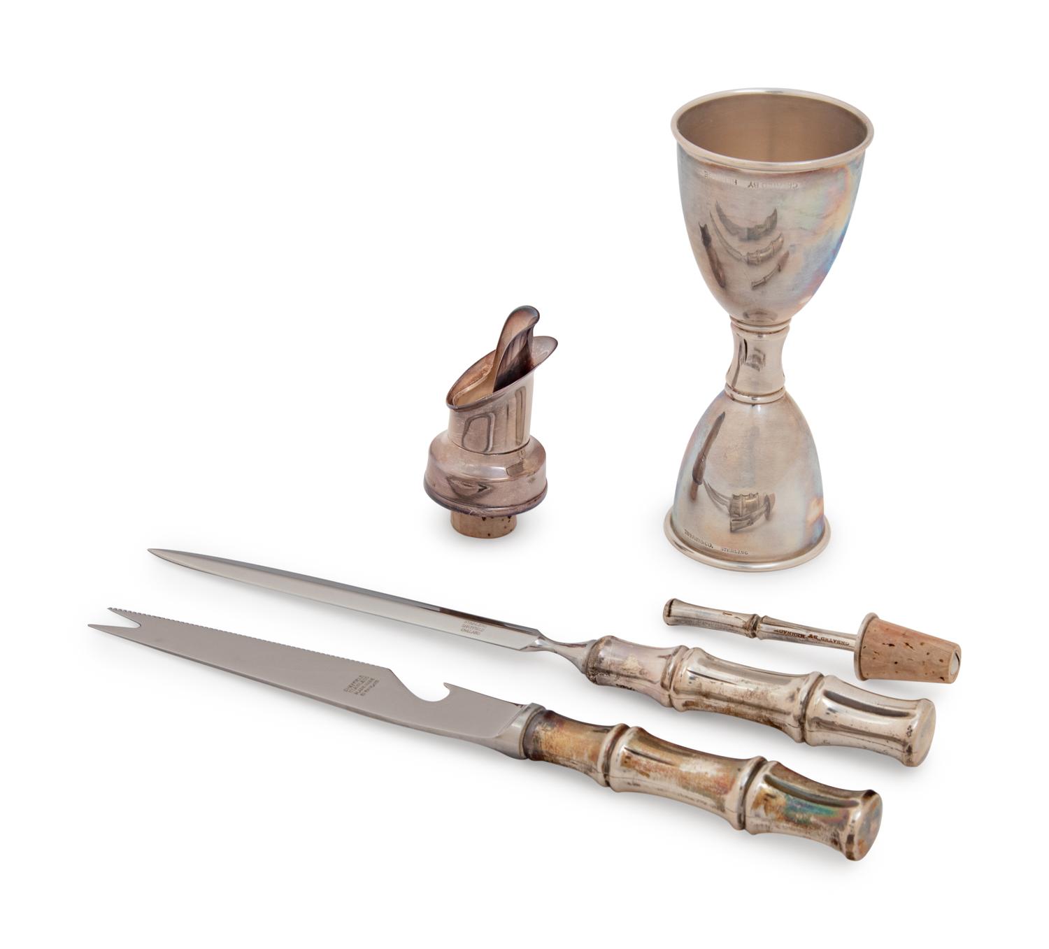 A Group of Four Tiffany & Co. Silver Bamboo Pattern Articles