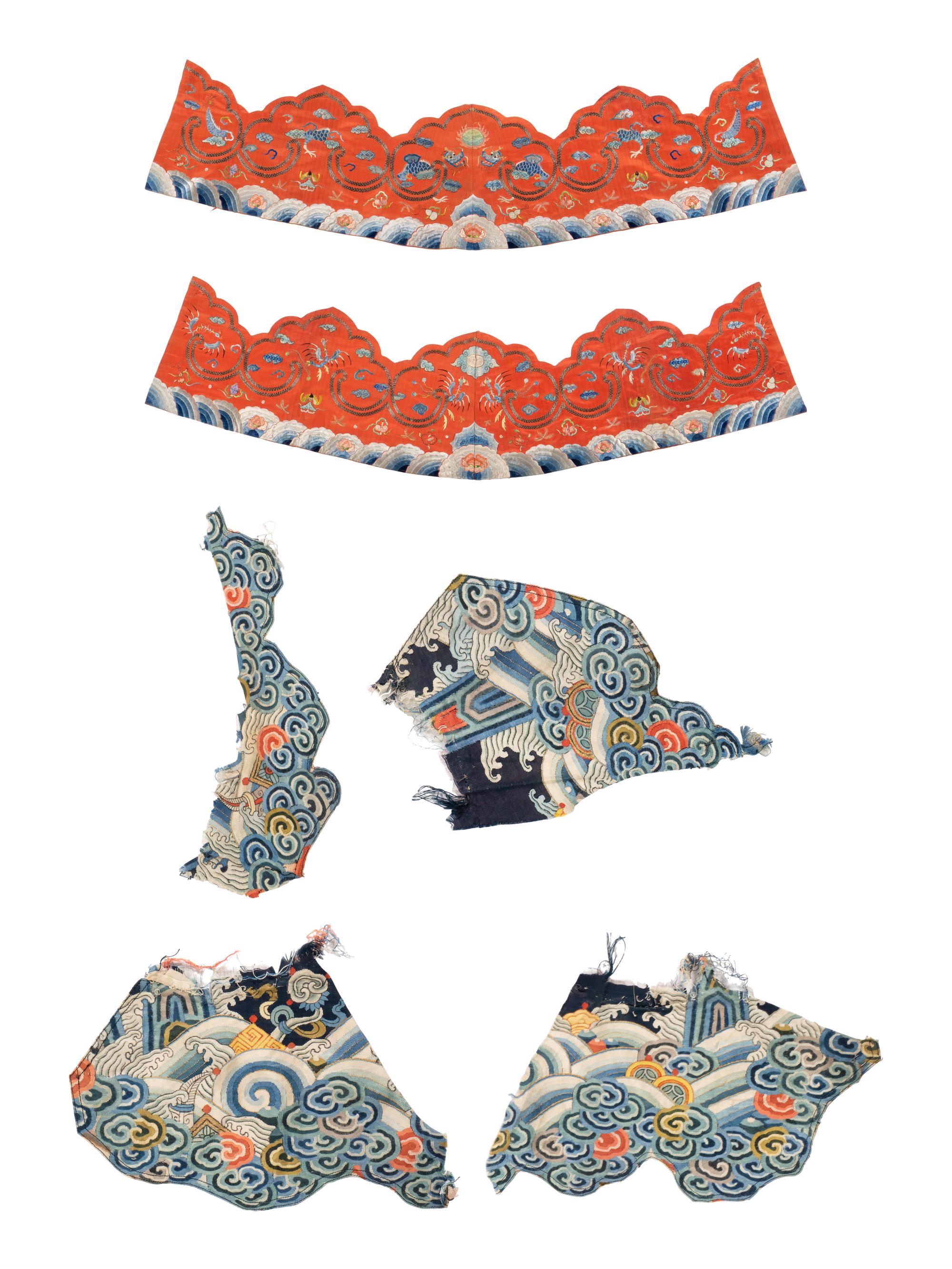 RELEASED TO MUSEUM -- A Group of Chinese Embroidered Silk Fragments