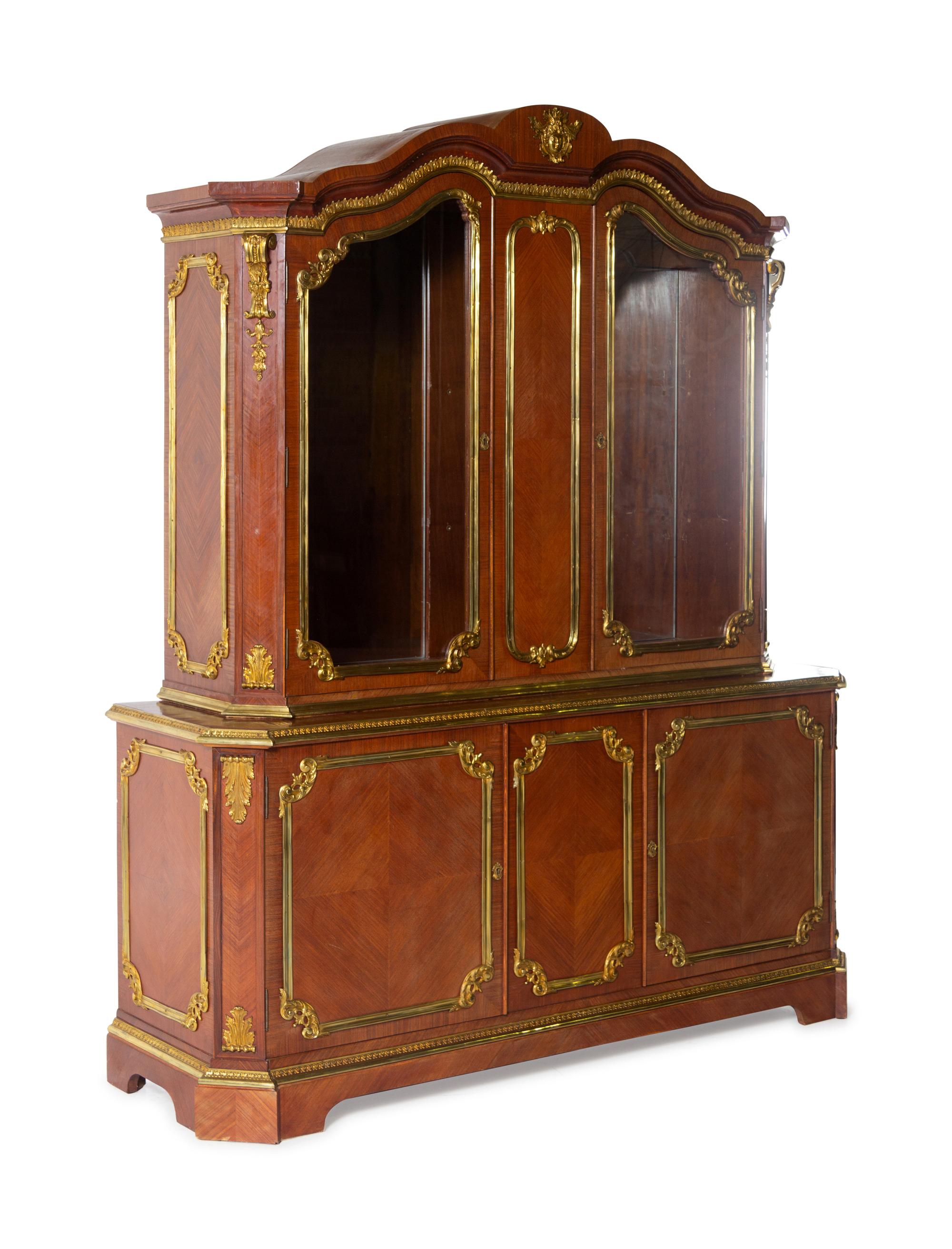 A Louis XVI Style Gilt Bronze Mounted Kingwood Buffet a Deux Corps