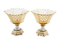 A Pair of Paris Porcelain Footed Baskets