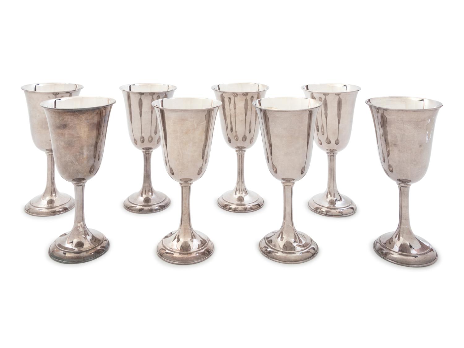 A Set of Eight Mexican Silver Goblets