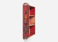 A painted and decorated shelf and storage chest, Peter Hunt (1896-1967), Cape Cod, MA, mid-20th century