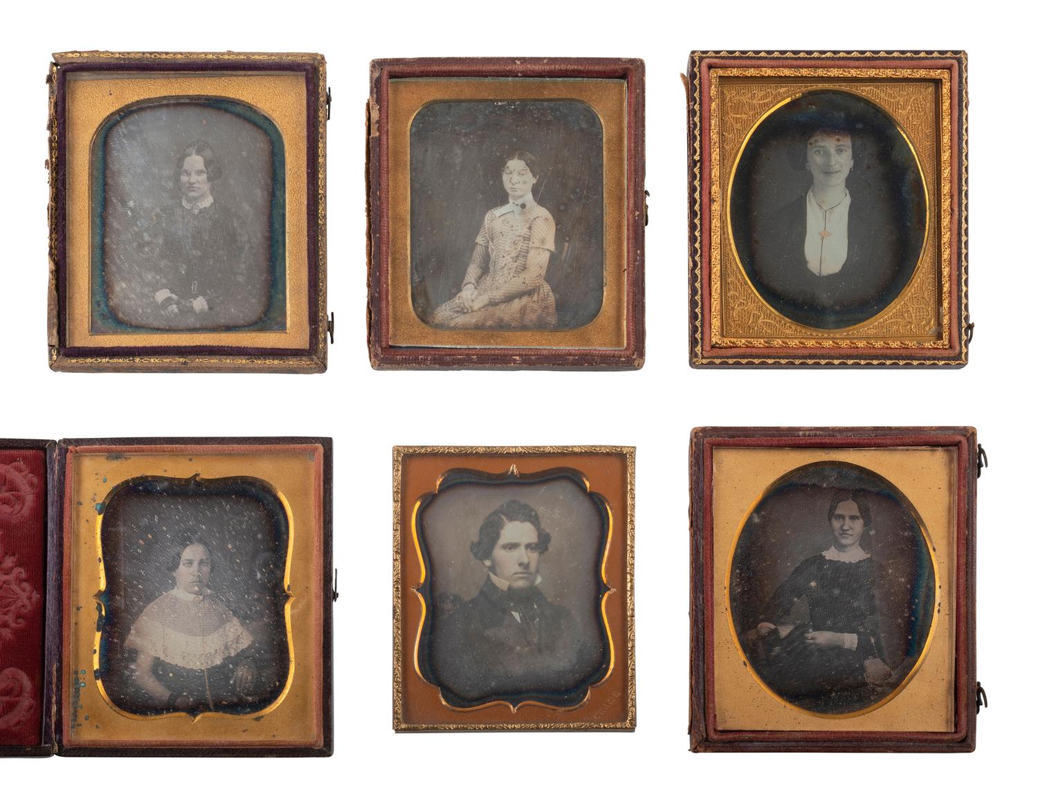 [EARLY PHOTOGRAPHY]. 37 sixth plate daguerreotypes of men and women.