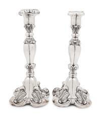 A Pair of Continental Silver Candlesticks