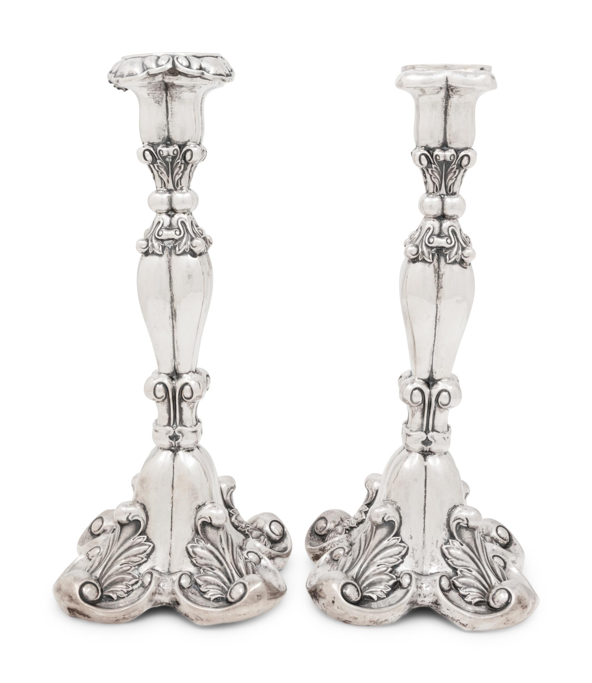 A Pair of Continental Silver Candlesticks