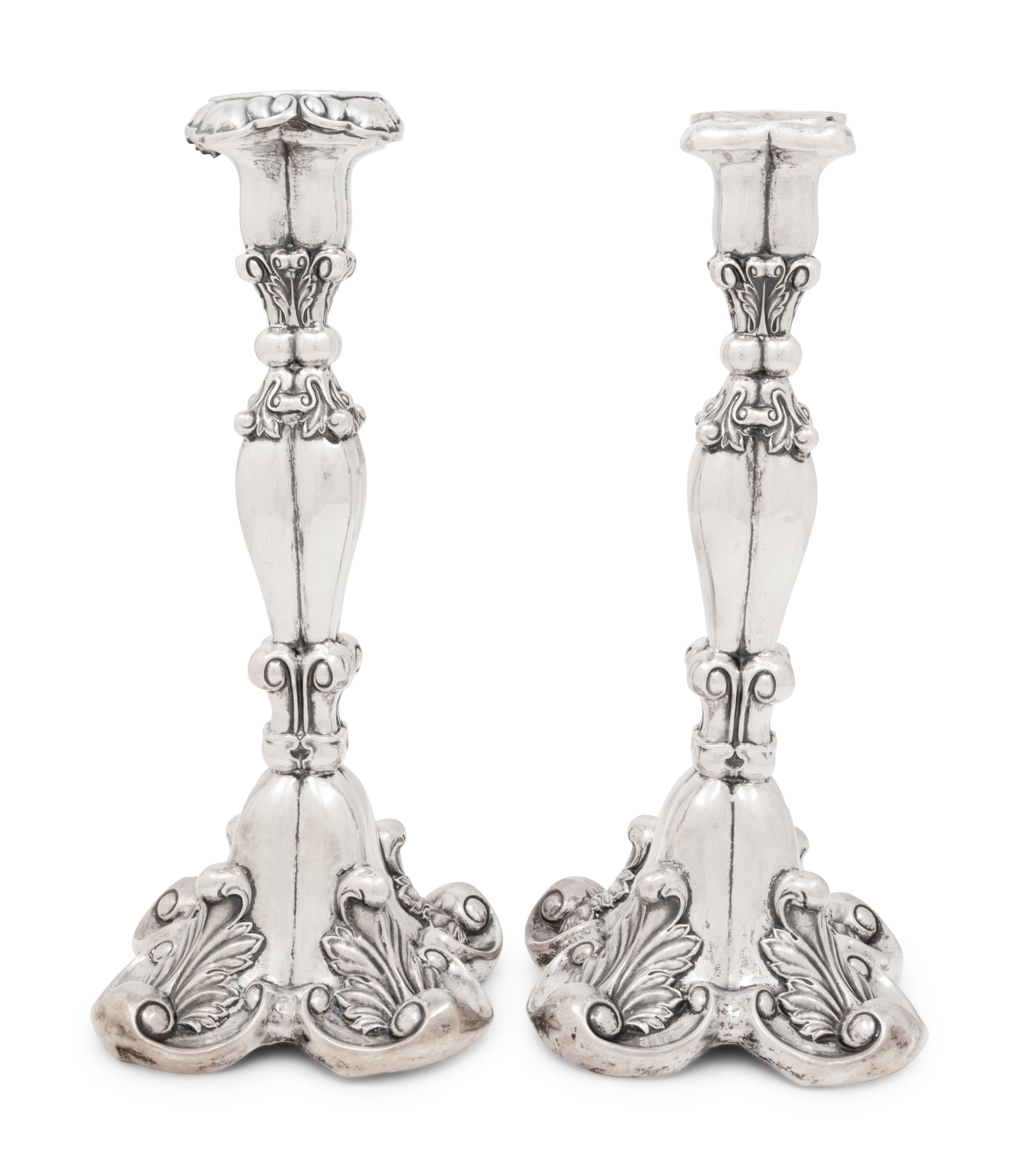 A Pair of Continental Silver Candlesticks