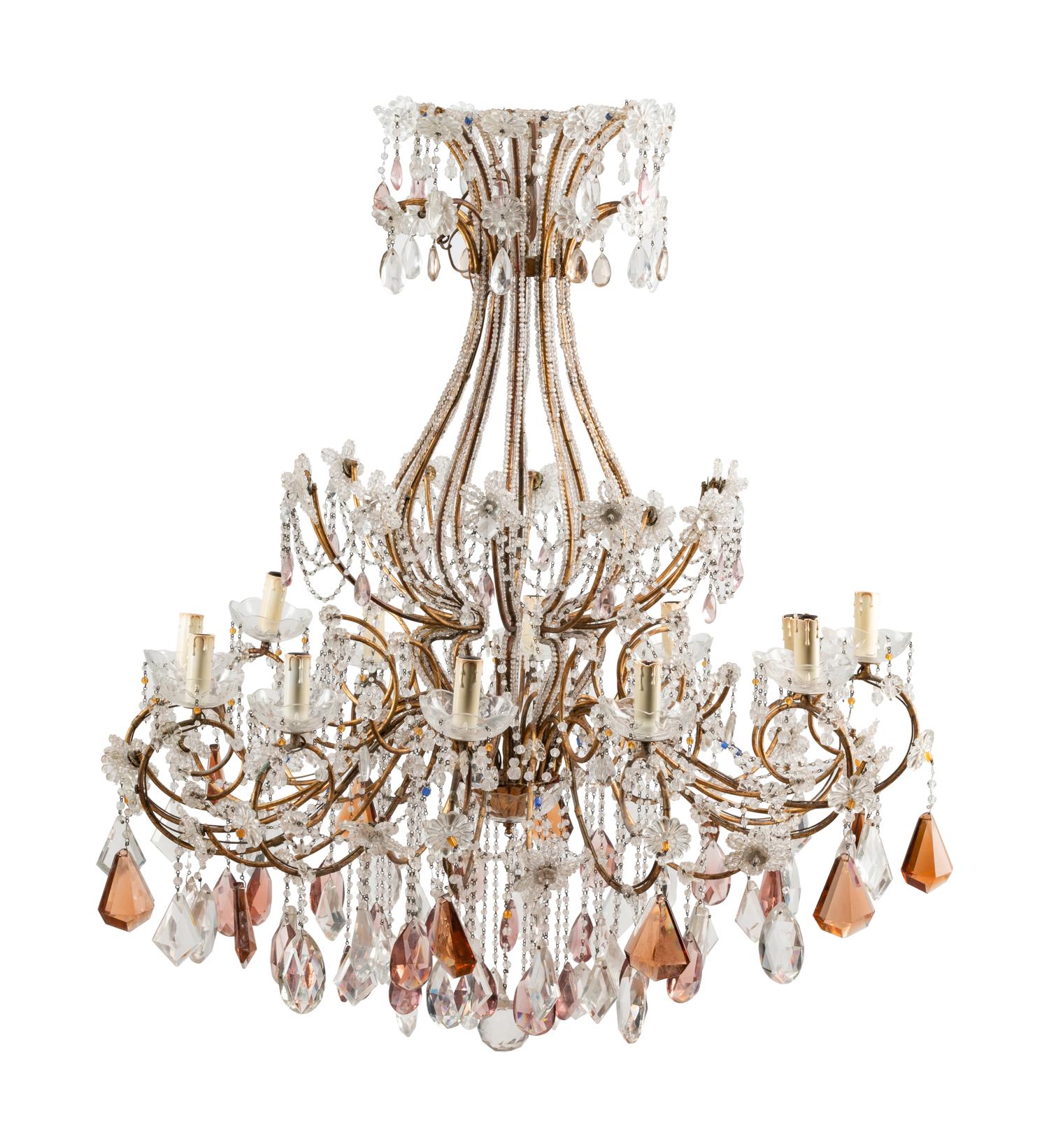 An Italian Beaded Twelve-Light Chandelier