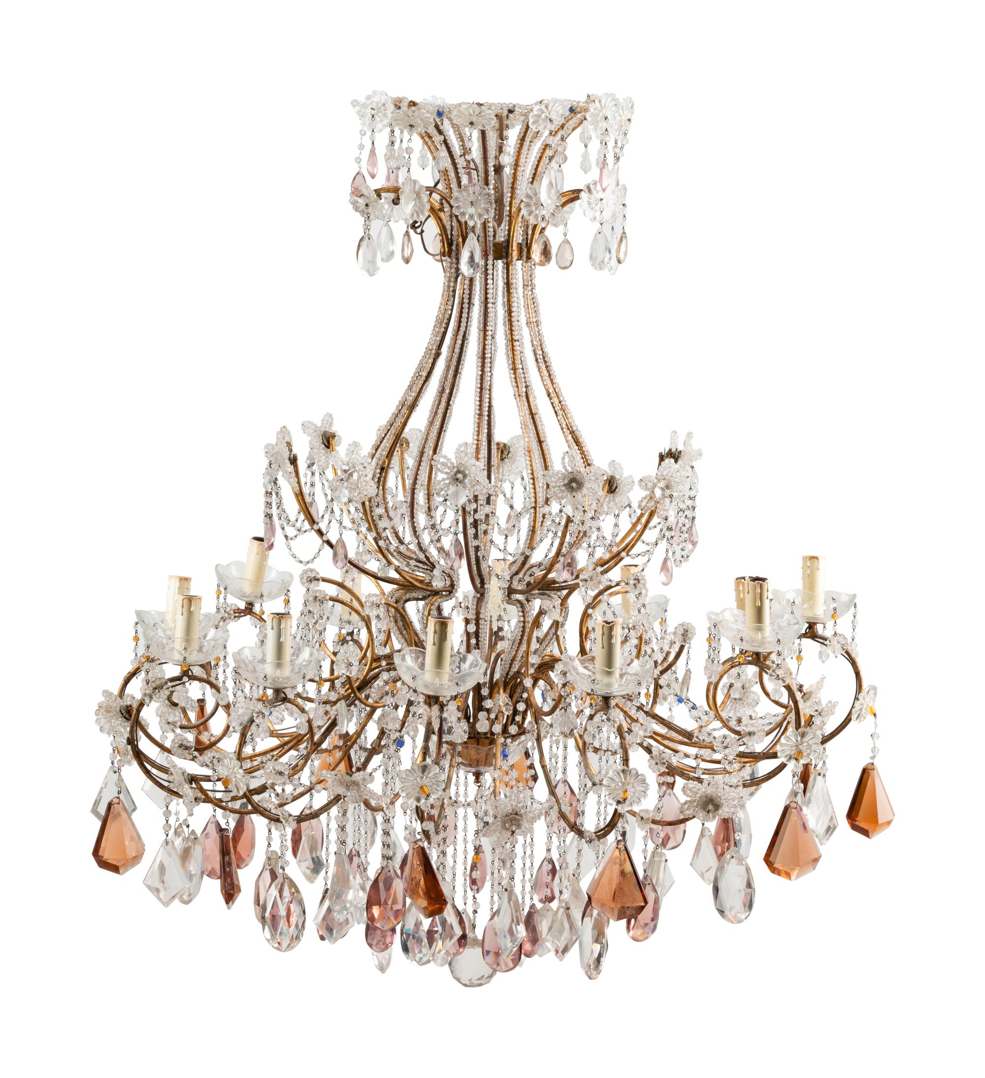 An Italian Beaded Twelve-Light Chandelier