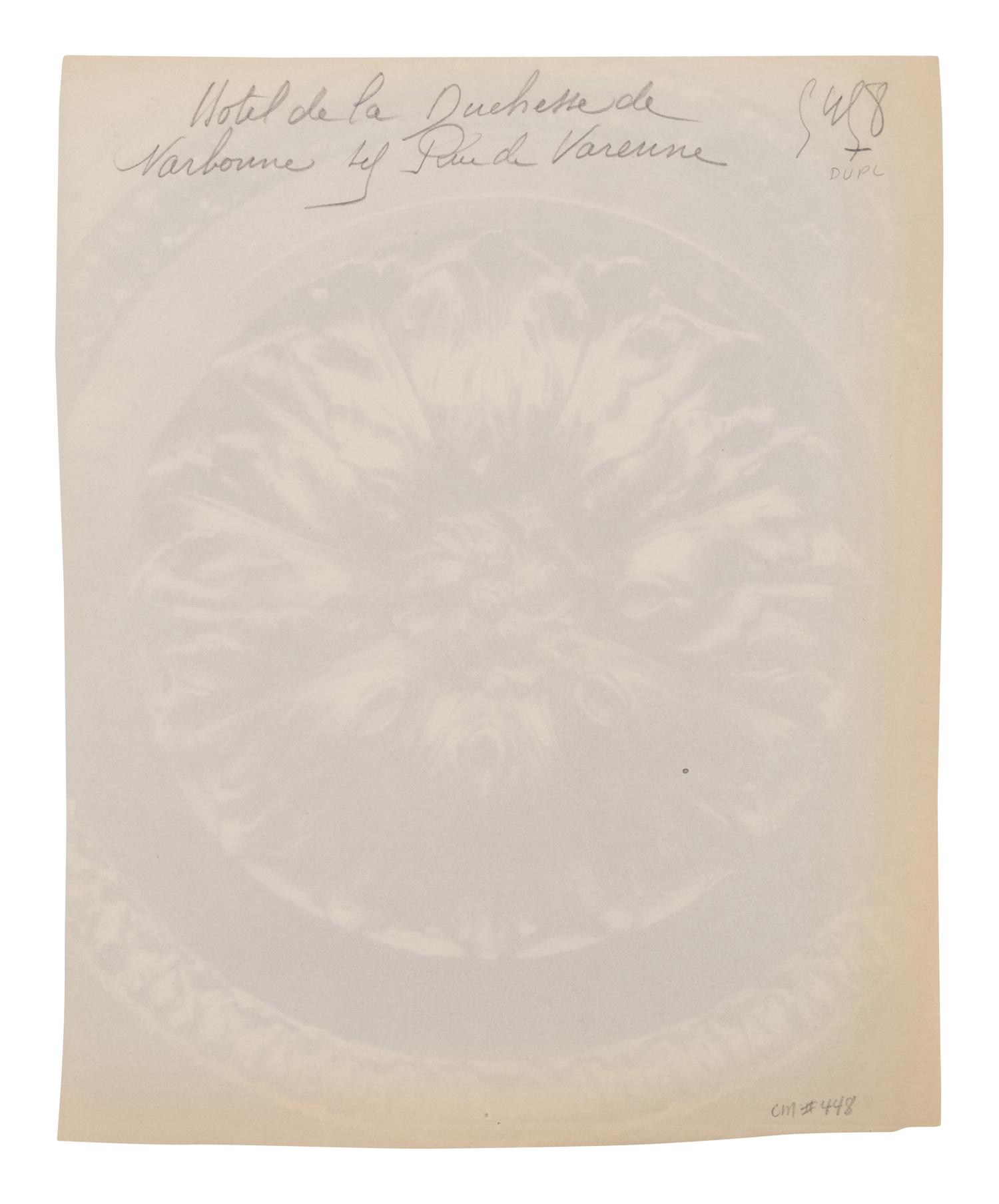 A group of six photographs depicting early 20th Century Parisian architectural details (Saints-Gervais-et-Protais, 1903-1904; Ambassade d'Autriche, 57 rue de Varenne, 1905; La Monnaie-quai Conti [5234], 1905-1906; Hôtel de Roquelaure, boulevard Saint-Germain, 246, 1905-1906; Hôtel de la Duchesse, de Narbonne, rue Varenne 45, 1907; [Cluny–Diane Chasseresse. Art Français. École J. Goujon], 1911)