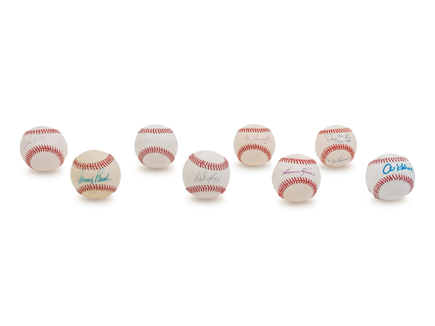 A Group of Nine Baseball Hall of Fame and Notables Signed Autograph Items (BAS Beckett Authentication Services Certified),