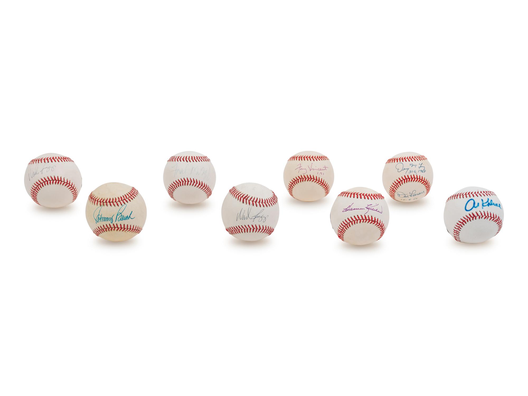 A Group of Nine Baseball Hall of Fame and Notables Signed Autograph Items (BAS Beckett Authentication Services Certified),