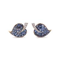 VAN CLEEF & ARPELS, RETRO, SAPPHIRE AND DIAMOND 'FEUILLES' EARCLIPS