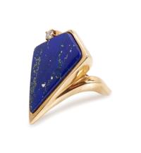 14k Gold Ring, set with Lapis and a Diamond