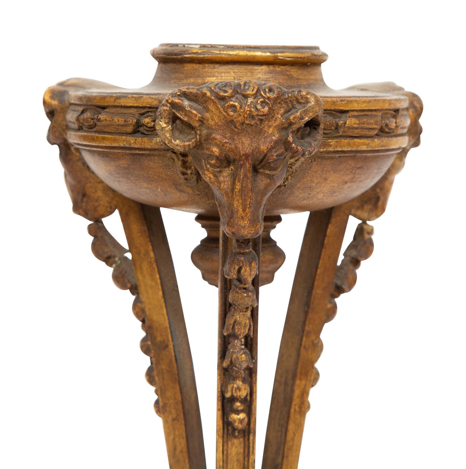 A Pair of Regency Style Carved Giltwood Torchere Lamp Bases