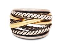 A Sterling Silver and 14 Karat Yellow Gold ‘Crossover’ Ring, David Yurman,