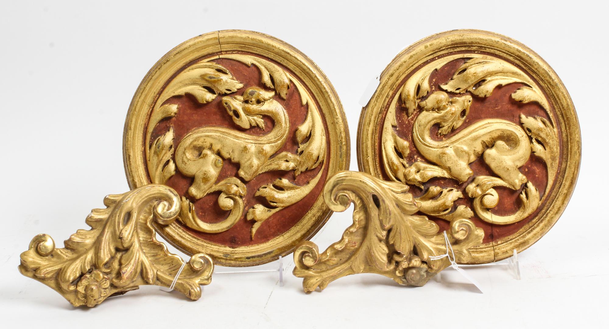 Two Painted Wood Plaques Diameter 10 7/8 inches. — 20TH CENTURY