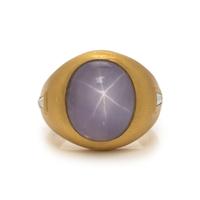 Star Sapphire, Diamond, and Yellow Gold Ring