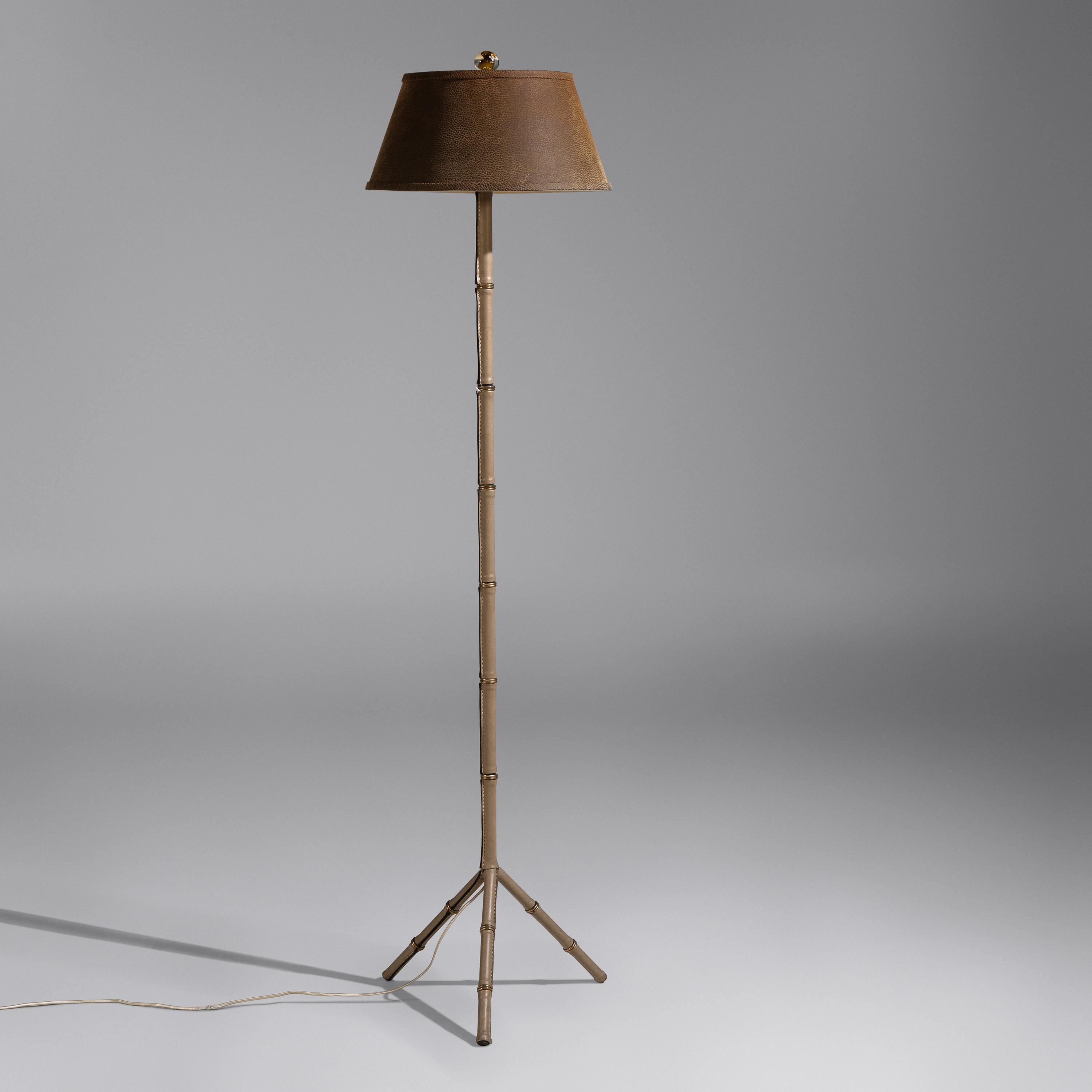 Leather Covered Floor Lamp, c. 1950 France