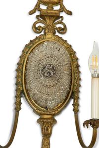 A French Glass Beaded Gilt Metal Two-Light Wall Light