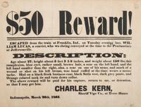 [CRIME & PUNISHMENT]. A group of 3 broadsides advertising rewards for apprehending a murderer and thieves, highlighted by $500 reward for a man charged with murder in St. Louis, MO, in 1854.